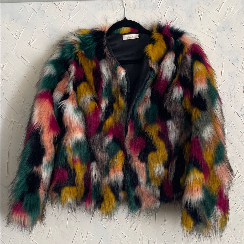 Multicolor Faux Fur Jacket